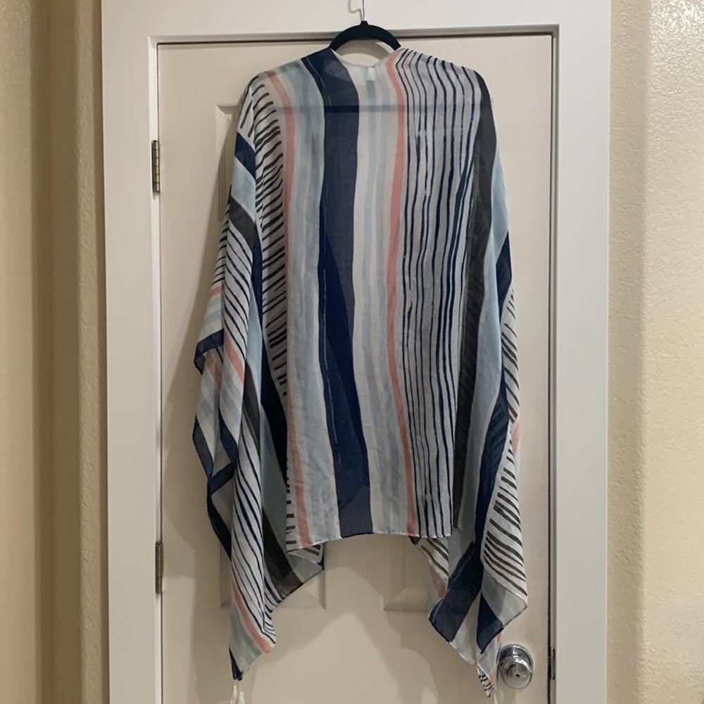 Lane Bryant Open Front Shawl Blue White Pink Black. one size fits all - Picture 7 of 7